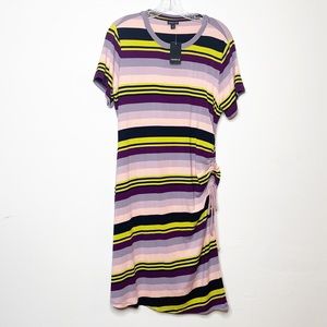 NWT Torrid T-Shirt Striped Dress Faux Cinch Split Detail Size 12